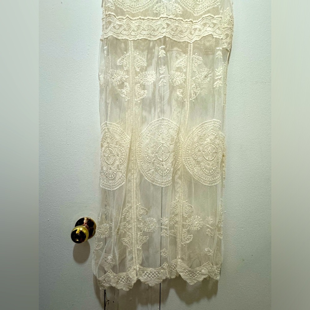 NWT Rebellion Lace Vest Duster Cover Up Cream Medium - Picture 6 of 6